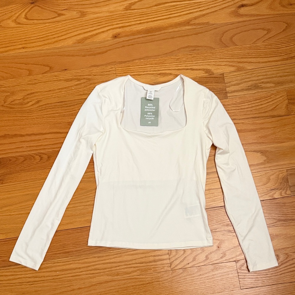 NWT - H&M Elegant Ivory White Long Sleeve Top